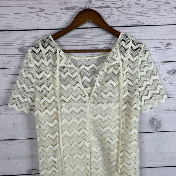 Loft Dress Womens Medium Ivory Lace Knit Layered Costal Lined Breathable Beach - Picture 5 of 11